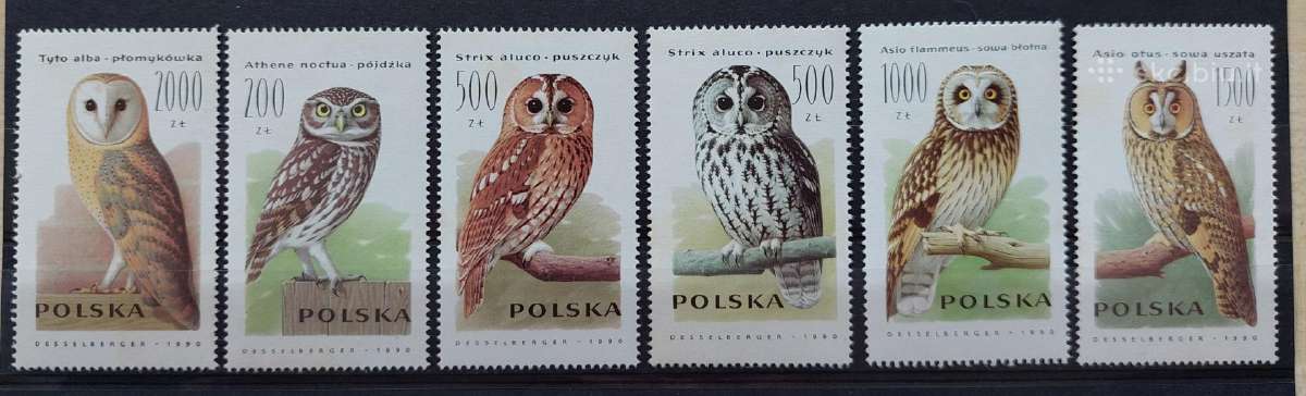 Lenkija 1990 apuokai, švarus, Michel 3294-3299