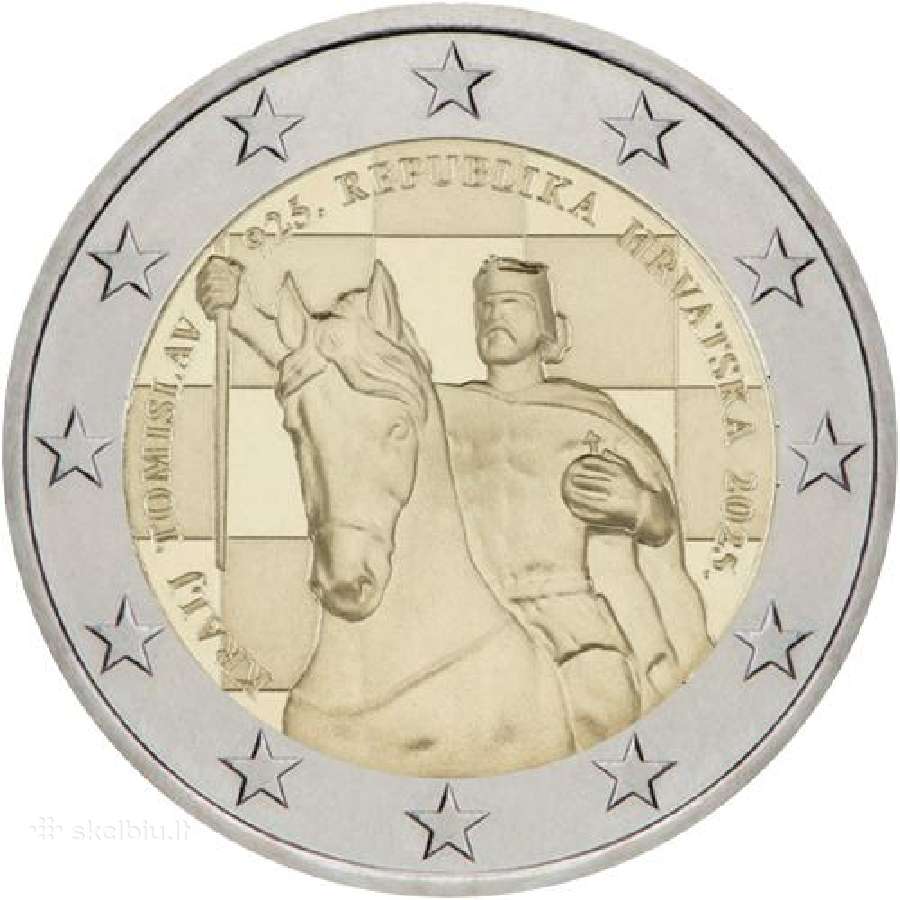 2 eurų Kroatijos Unc proginės monetos