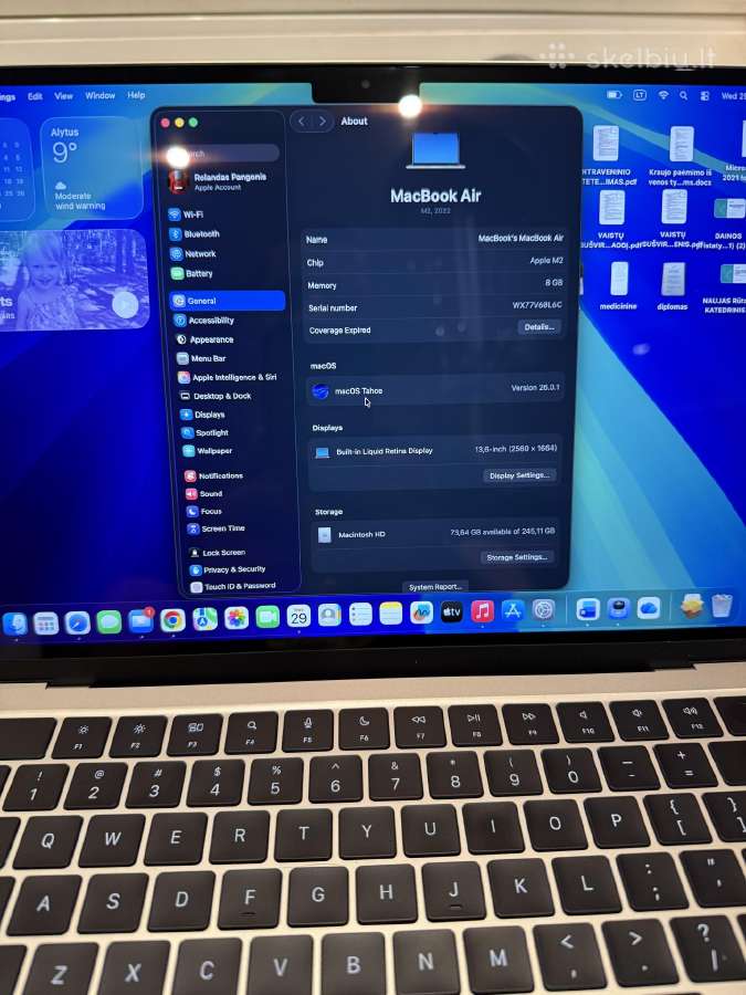MacBook air m2 starlight color 256gb,8gb RAM 2022 - nuotraukos Nr. 2