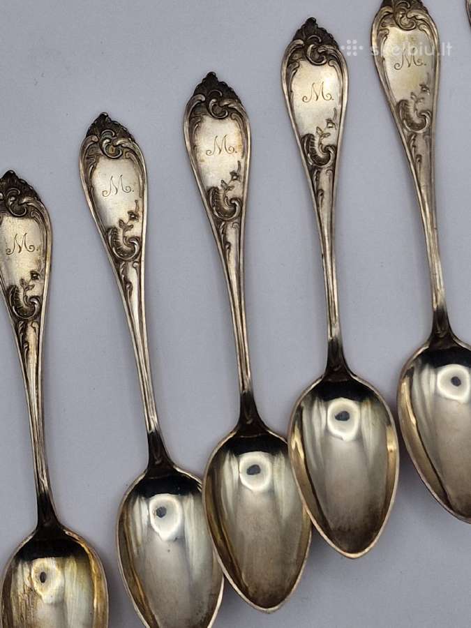 Sidabrinių šauštelių komplektas, 338 gr., 12 vnt - nuotraukos Nr. 5