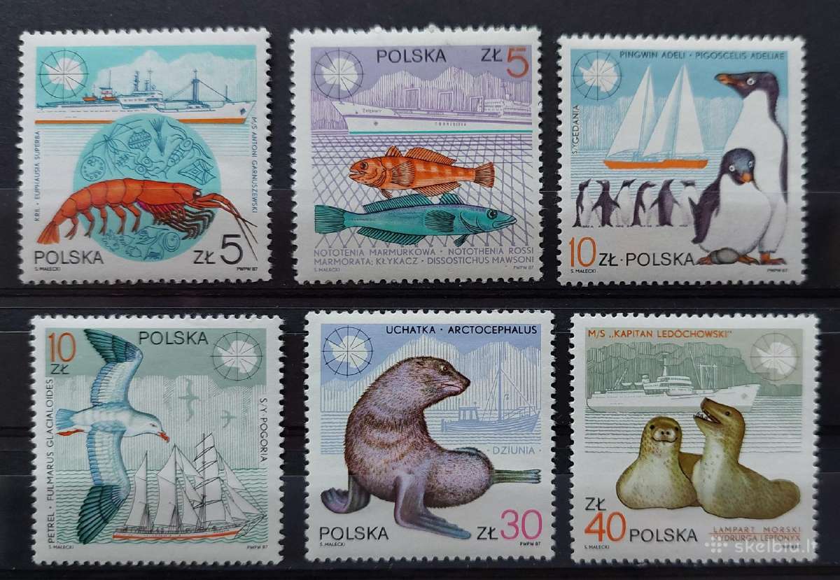 Lenkija 1987 fauna, švarus, Michel 3076-3081
