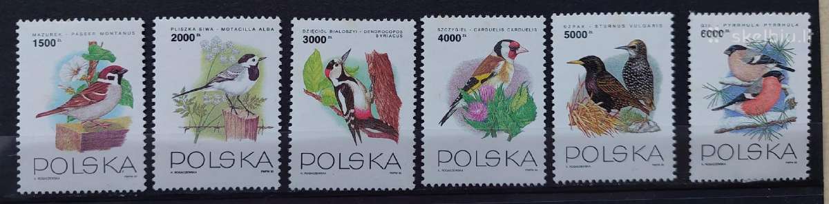 Lenkija 1993 paukščiai, švarus, Michel 3458-3463