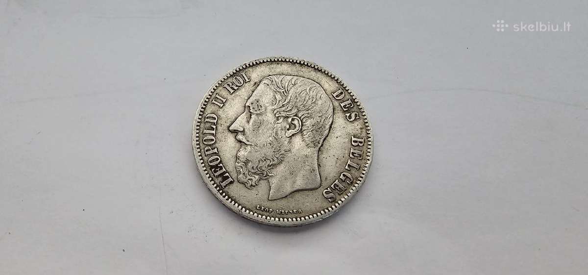 1869 5 frankai Belgija