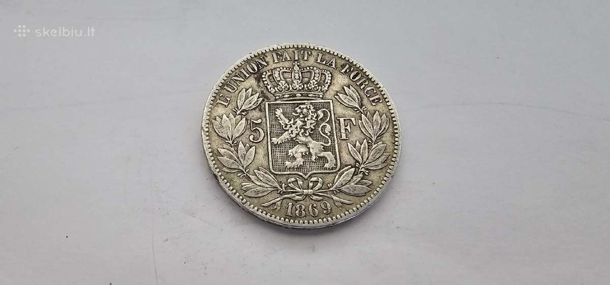 1869 5 frankai Belgija - nuotraukos Nr. 2