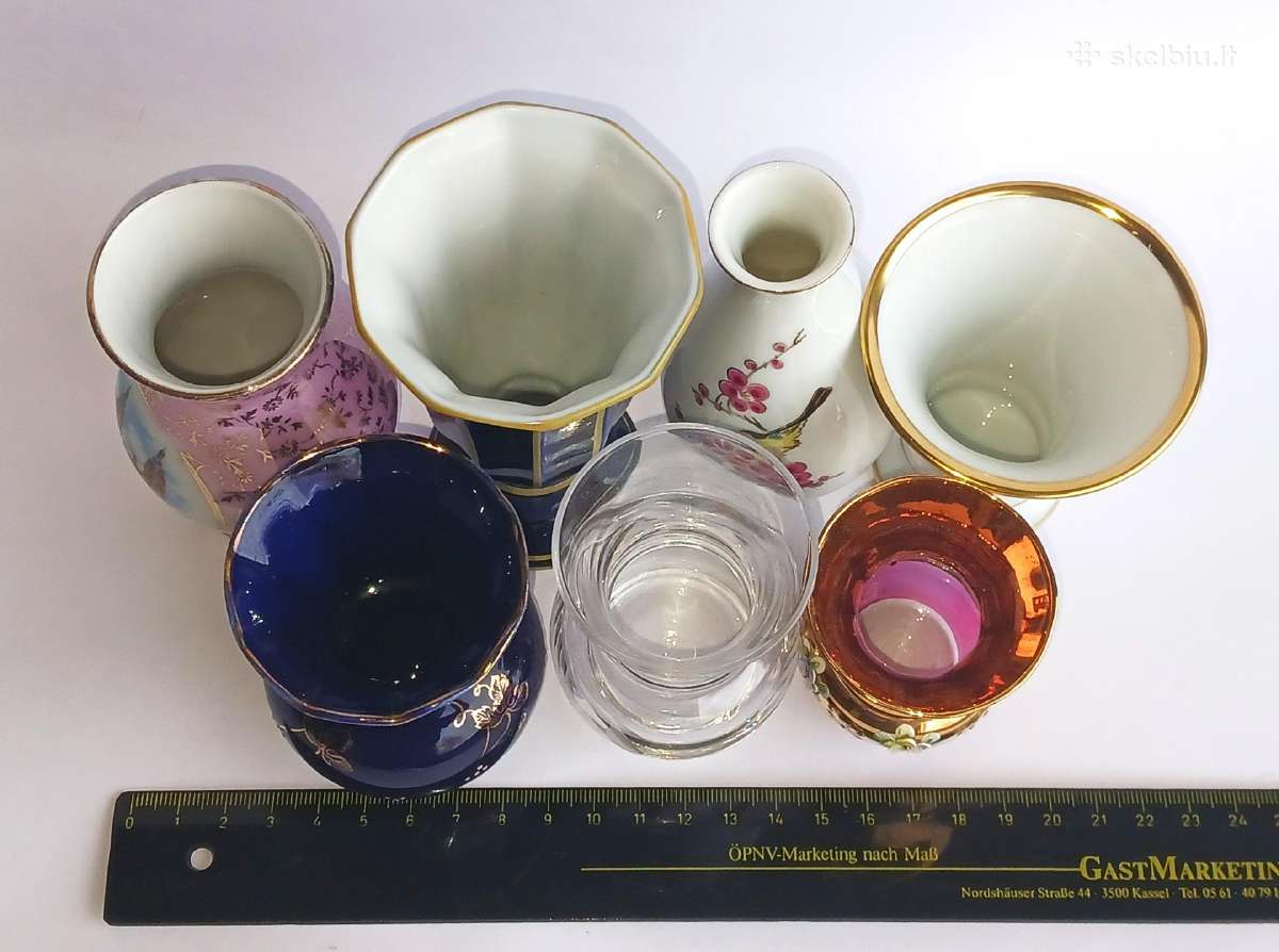 6 mažos vazelės porcelianas ir krištolas vintažas - nuotraukos Nr. 13