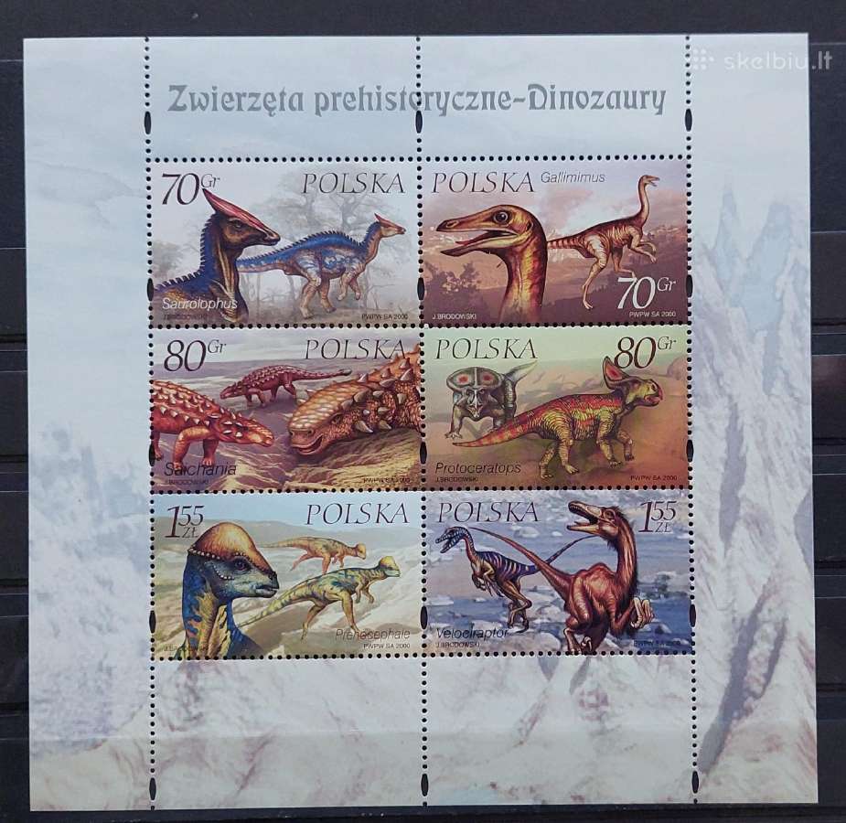 Lenkija 2000 dinozaurai, švarus, Michel block139