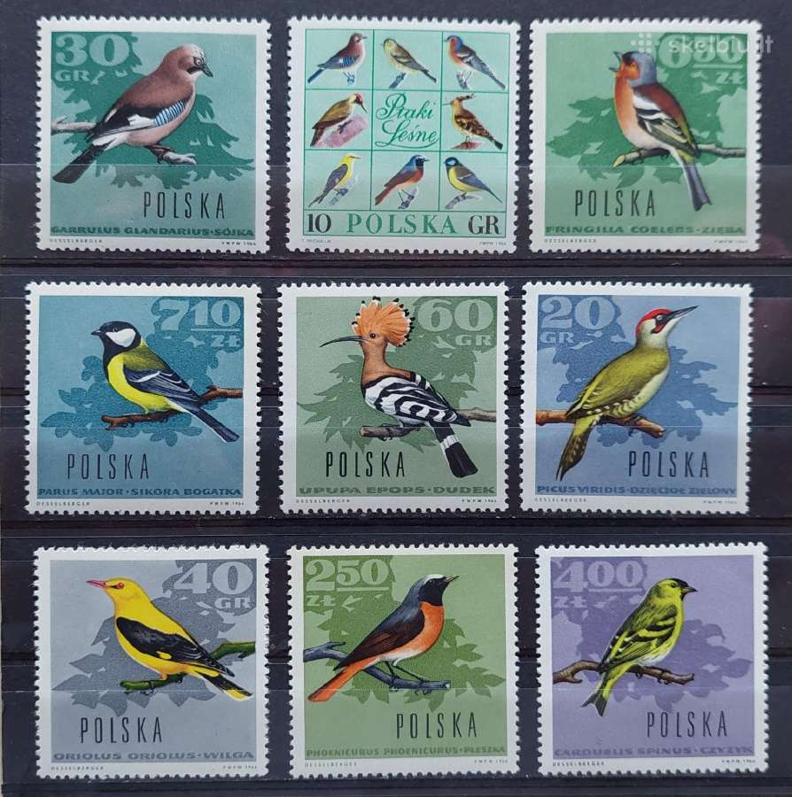 Lenkija 1966 paukščiai, švarus, Michel 1718-1726
