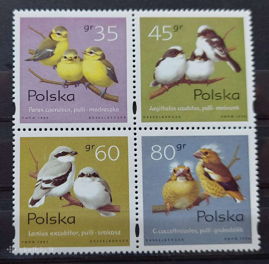 Lenkija 1995 paukščiai, švarus, Michel 3567-3570
