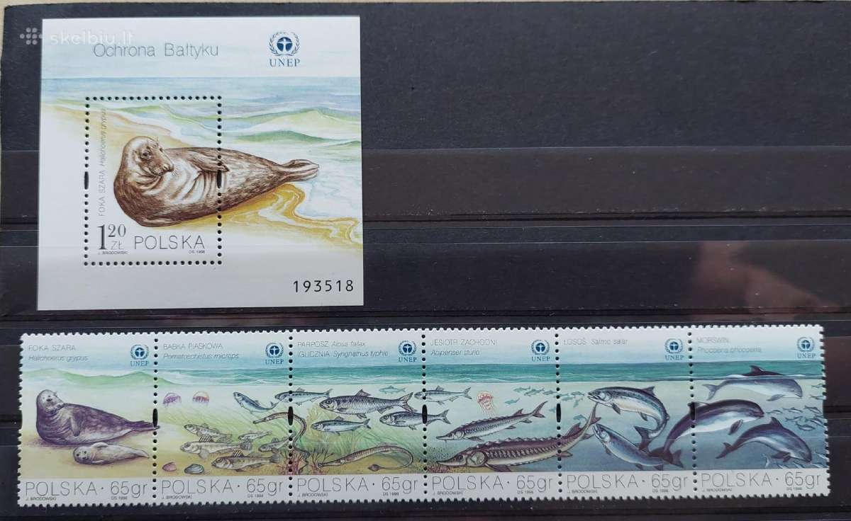 Lenkija 1998 jūros fauna, švarus, Michel 3706-3711