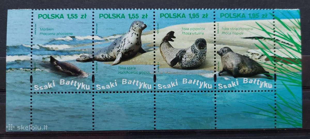 Lenkija 2009 jūros fauna, švarus, Michel 4117-4120