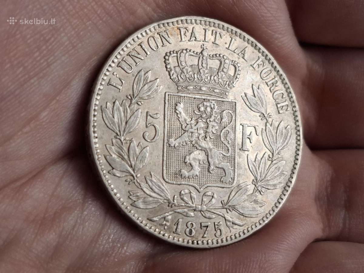 Belgija 5 frankai 1875 sidabras