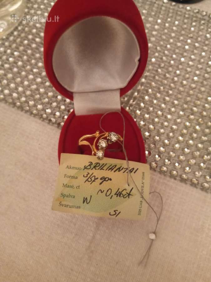 Auksinis Žiedas Su Briliantais