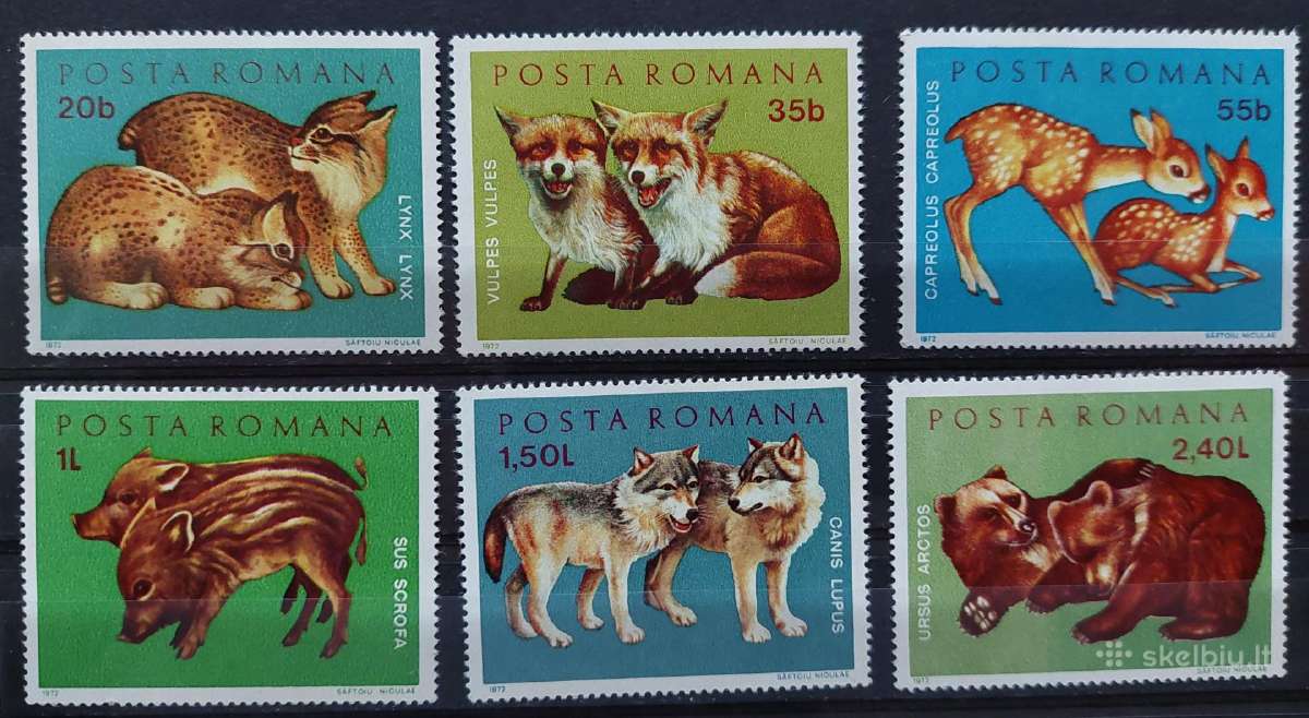 Rumunija 1972 gyvūnai, švarus, Michel 3005-3010