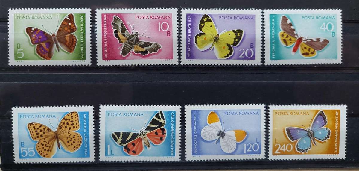 Rumunija 1969 drugeliai, švarus, Michel 2771-2778