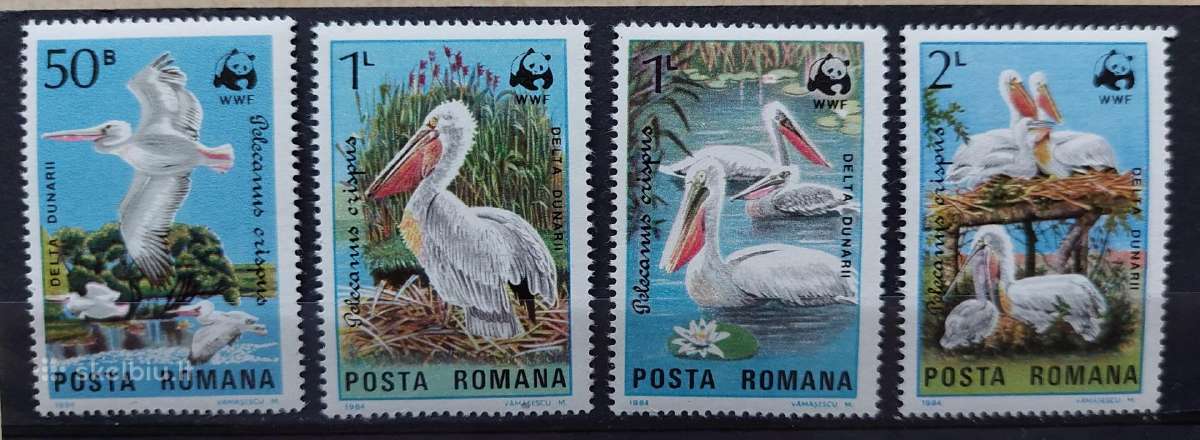 Rumunija 1984 Wwf pelikanai švarus, Michel 4104-4