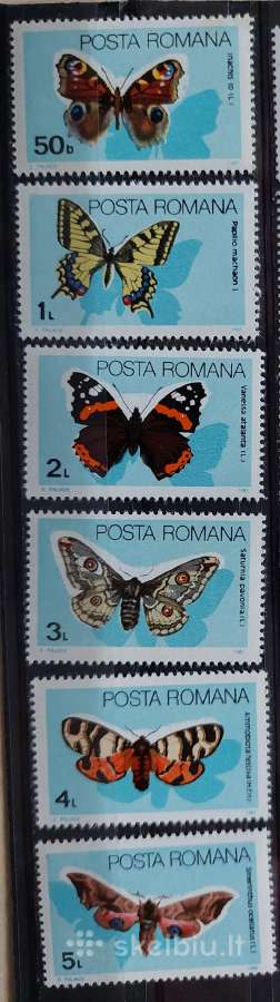Rumunija 1985 drugeliai, švarus, Michel 4159-4164