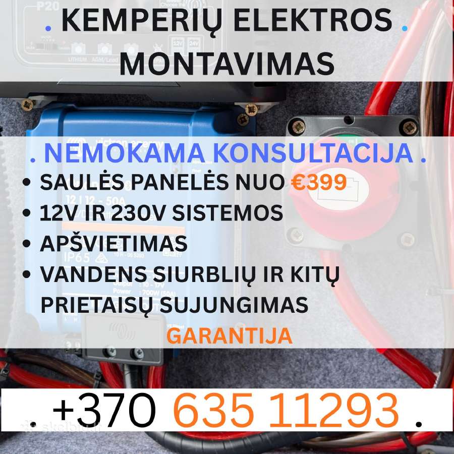 Kemperių elektros montavimas 12v 220v Kaune