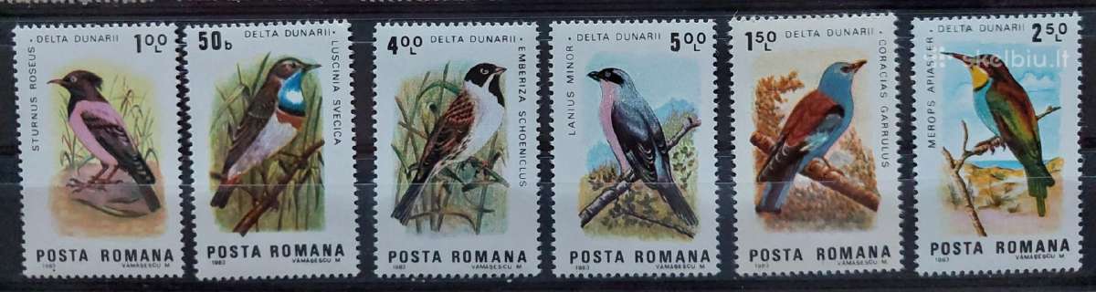 Rumunija 1983 paukščiai, švarus, Michel 3966-3971