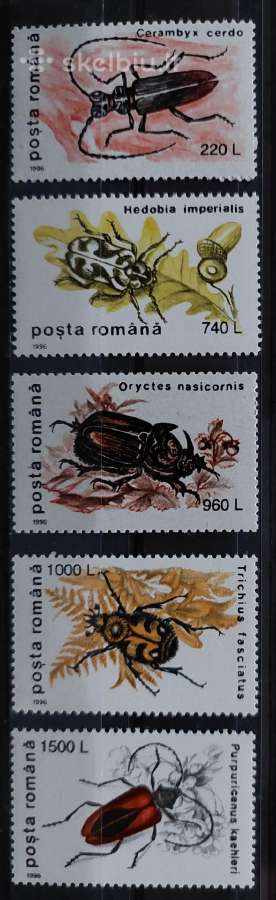 Rumunija 1996 vabzdžiai, švarus, Michel 5165-5169