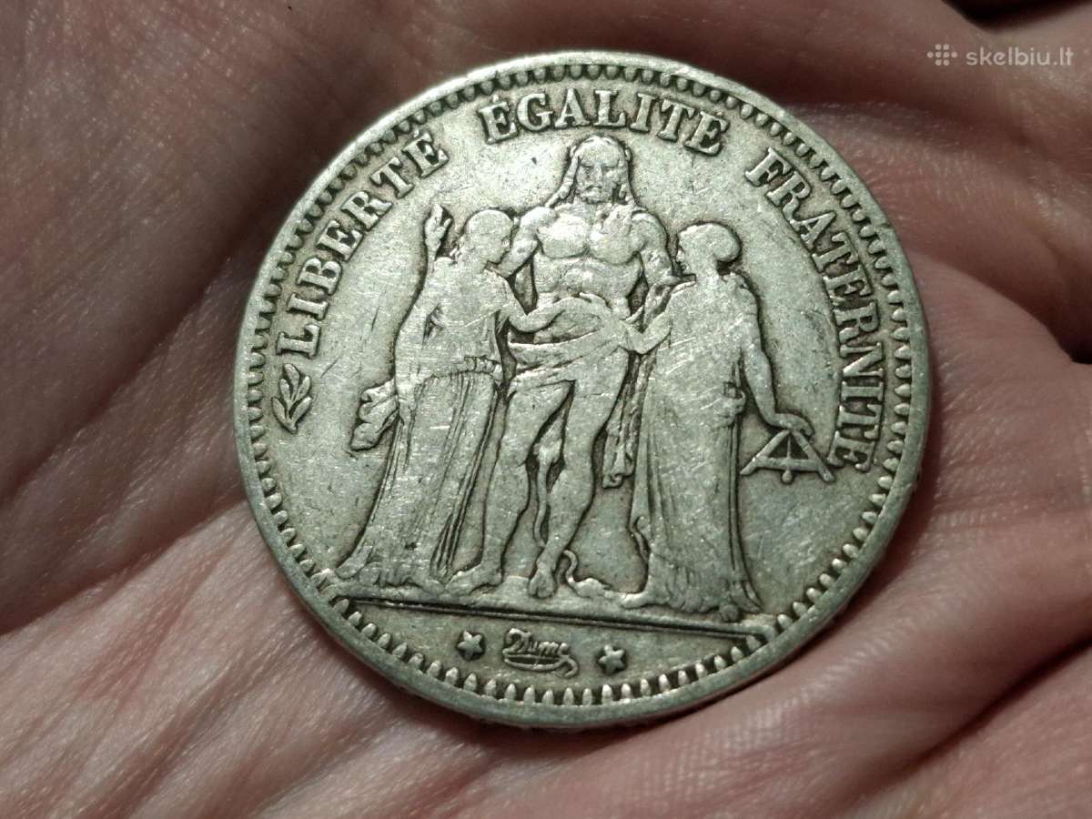 Prancūzija 5 frankai 1874 sidabras - nuotraukos Nr. 2