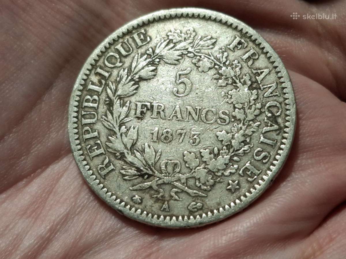 Prancūzija 5 frankai 1873 sidabras