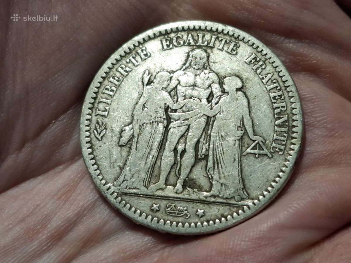 Prancūzija 5 frankai 1873 sidabras - nuotraukos Nr. 2