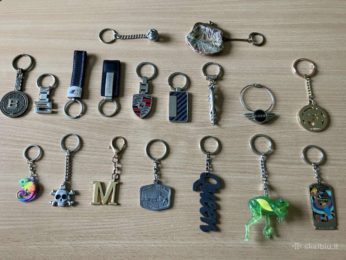 Raktų pakabukų kolekcija iš įvairių šalių