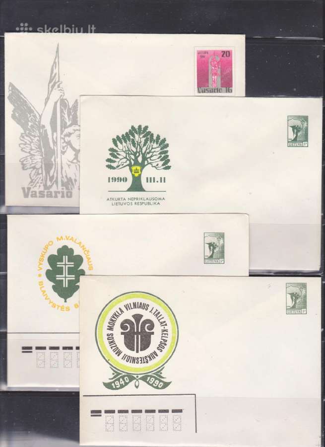 Markiruoti Lietuvos pašto vokai.