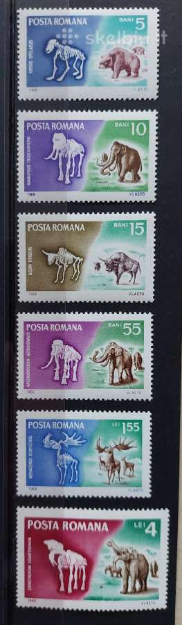 Rumunija 1966 dinozaurai, švarus, Michel 2553-2558
