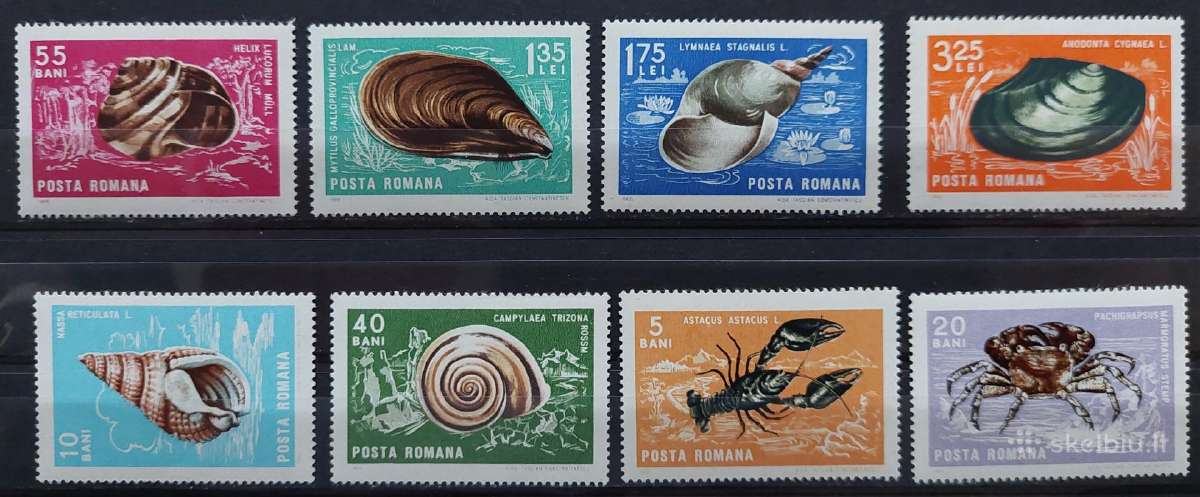 Rumunija 1966 jūros fauna, švarus, Michel 2544-255