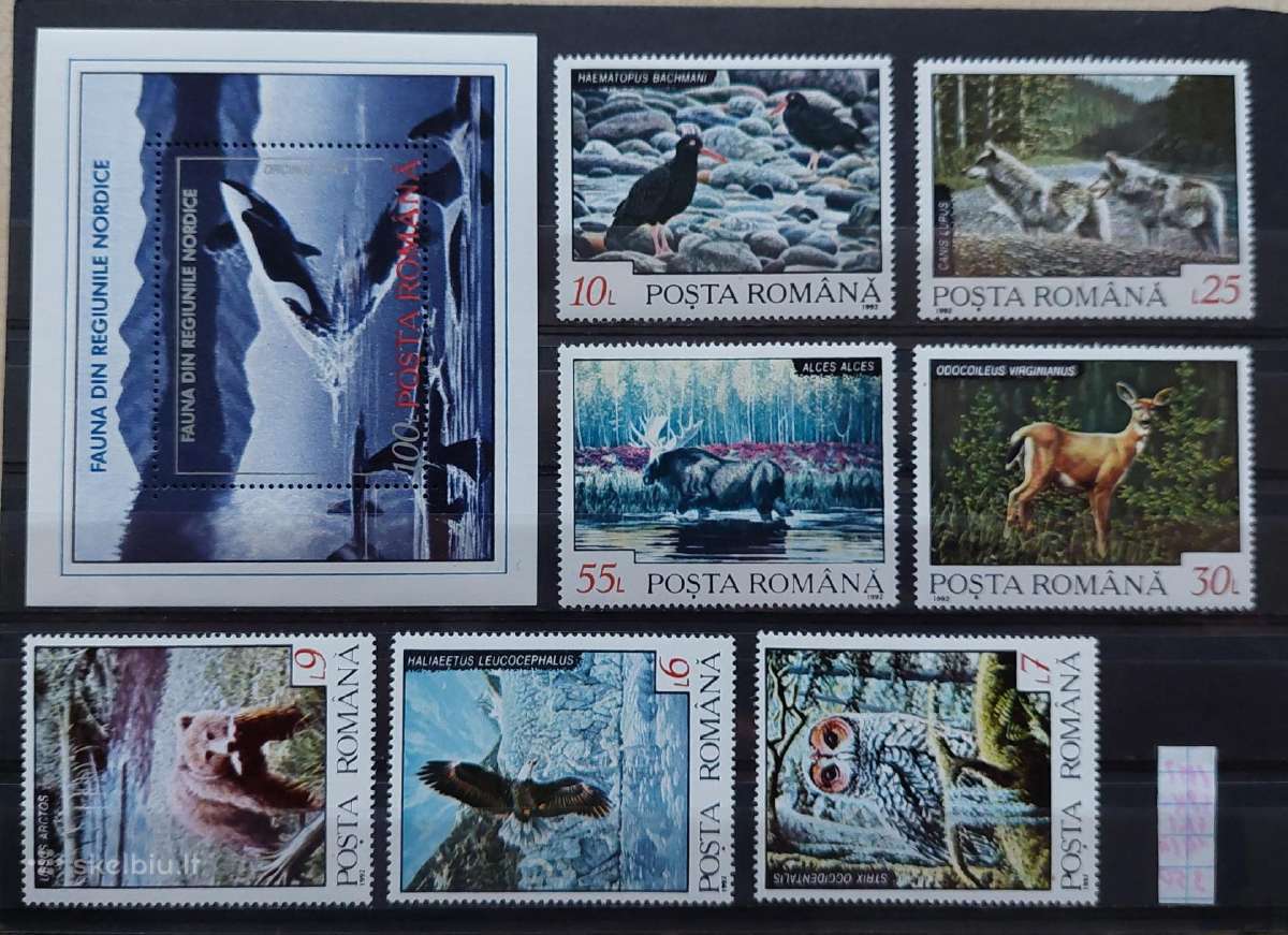 Rumunija 1992 fauna, švarus, Michel 4836-4842block