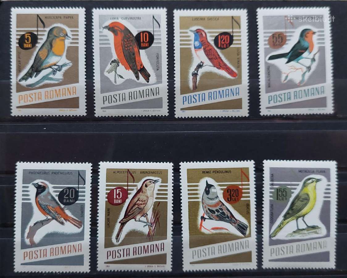 Rumunija 1966 paukščiai, švarus, Michel 2500-2507
