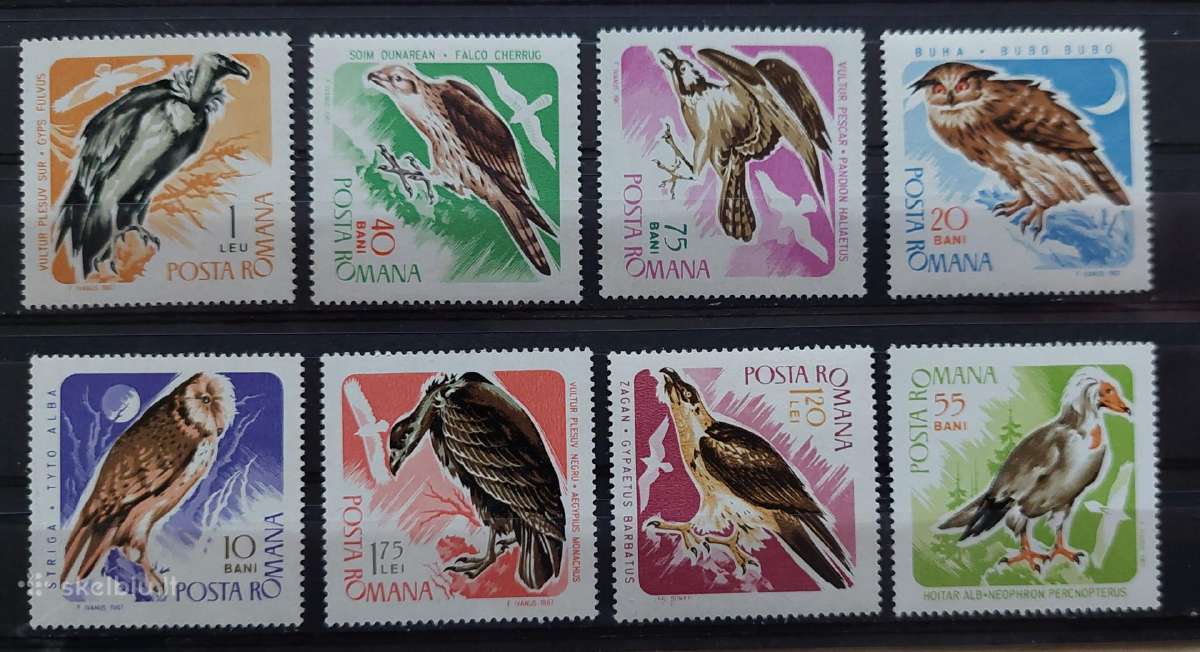 Rumunija 1967 paukščiai, švarus, Michel 2568-2575