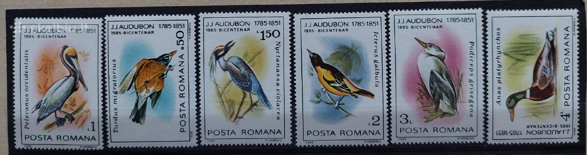 Rumunija 1985 paukščiai, švarus, Michel 4149-4154