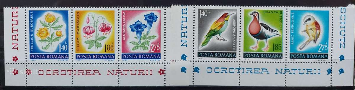 Rumunija 1973 paukščiai ir gėles, švarus, Michel 3