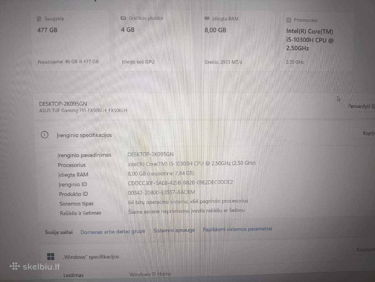Asus tuf gaming f15 - nuotraukos Nr. 5