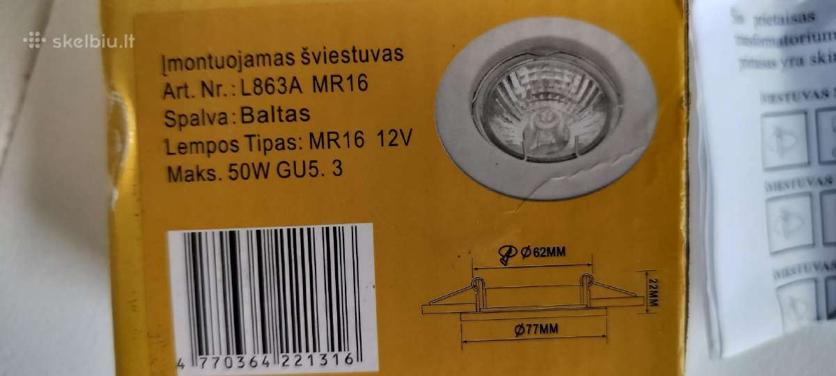 Įmontuojamas šviestuvas 12 V 50 W - nuotraukos Nr. 2