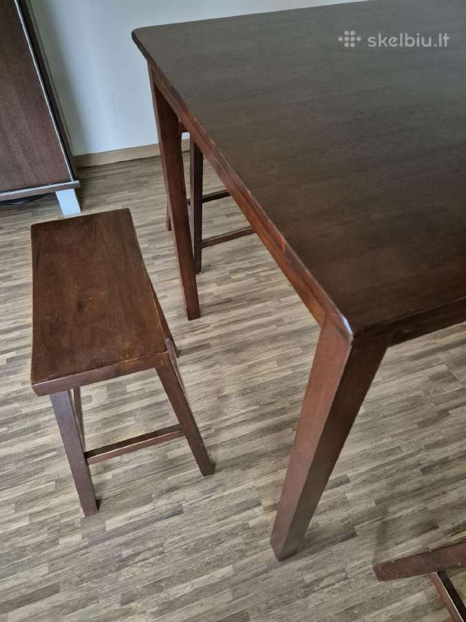 Medinis pusbario stalas su pusbario kėdėm 4vnt - nuotraukos Nr. 2
