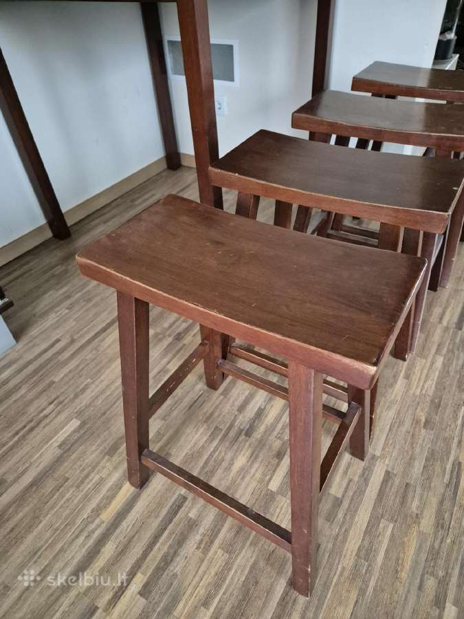 Medinis pusbario stalas su pusbario kėdėm 4vnt - nuotraukos Nr. 11