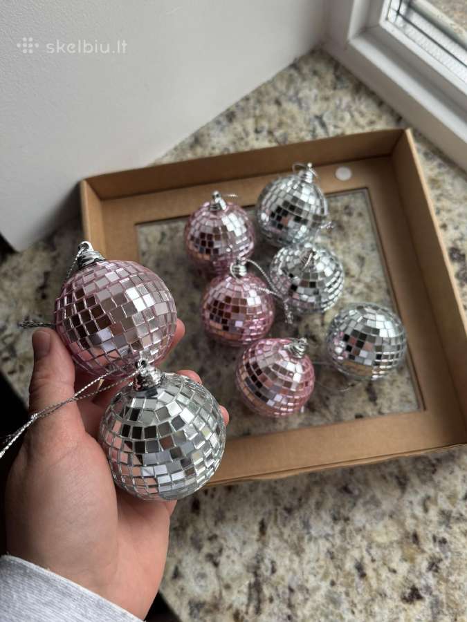 Disco stiliaus kalėdiniai žaisliukai 8 vnt.
