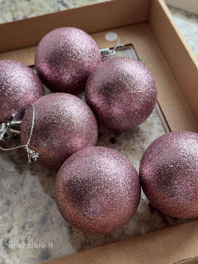 Rausvi blizgantys Kalėdiniai žaisliukai 6 vnt. - nuotraukos Nr. 8