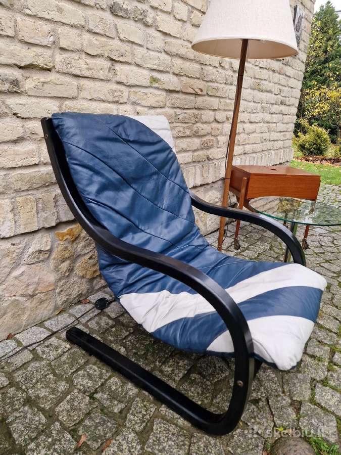 Vintažinis mid century odinis fotelis/šezlongas - nuotraukos Nr. 5