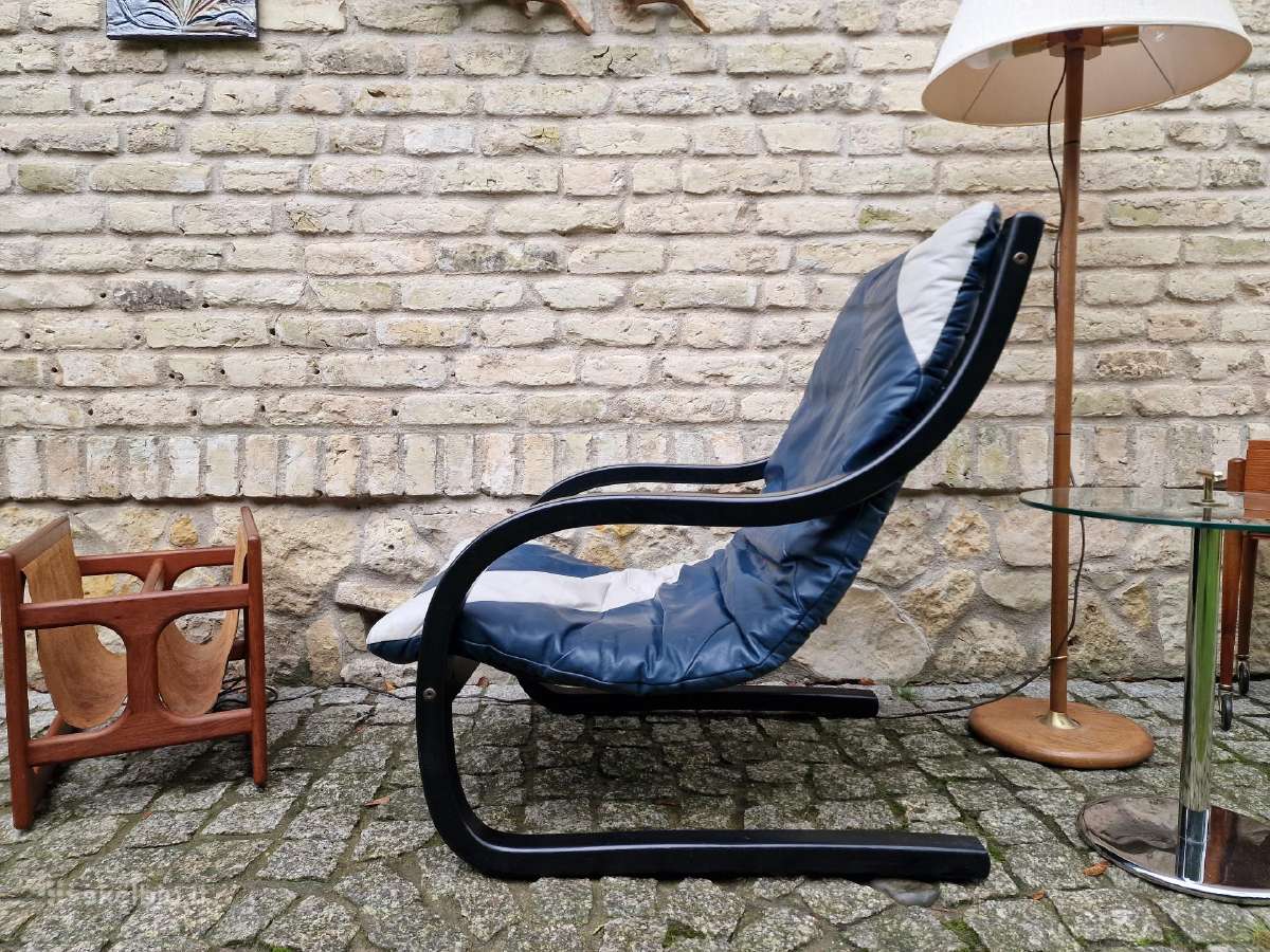 Vintažinis mid century odinis fotelis/šezlongas - nuotraukos Nr. 6