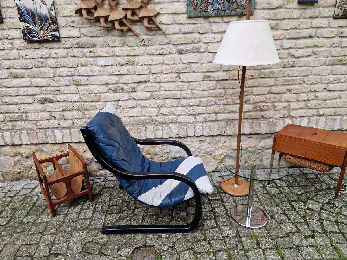 Vintažinis mid century odinis fotelis/šezlongas - nuotraukos Nr. 13