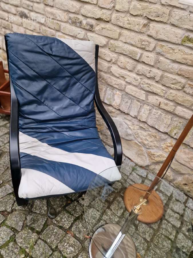 Vintažinis mid century odinis fotelis/šezlongas - nuotraukos Nr. 15