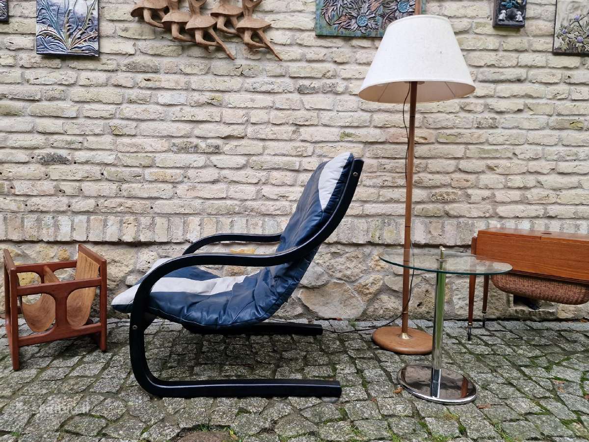 Vintažinis mid century odinis fotelis/šezlongas - nuotraukos Nr. 17