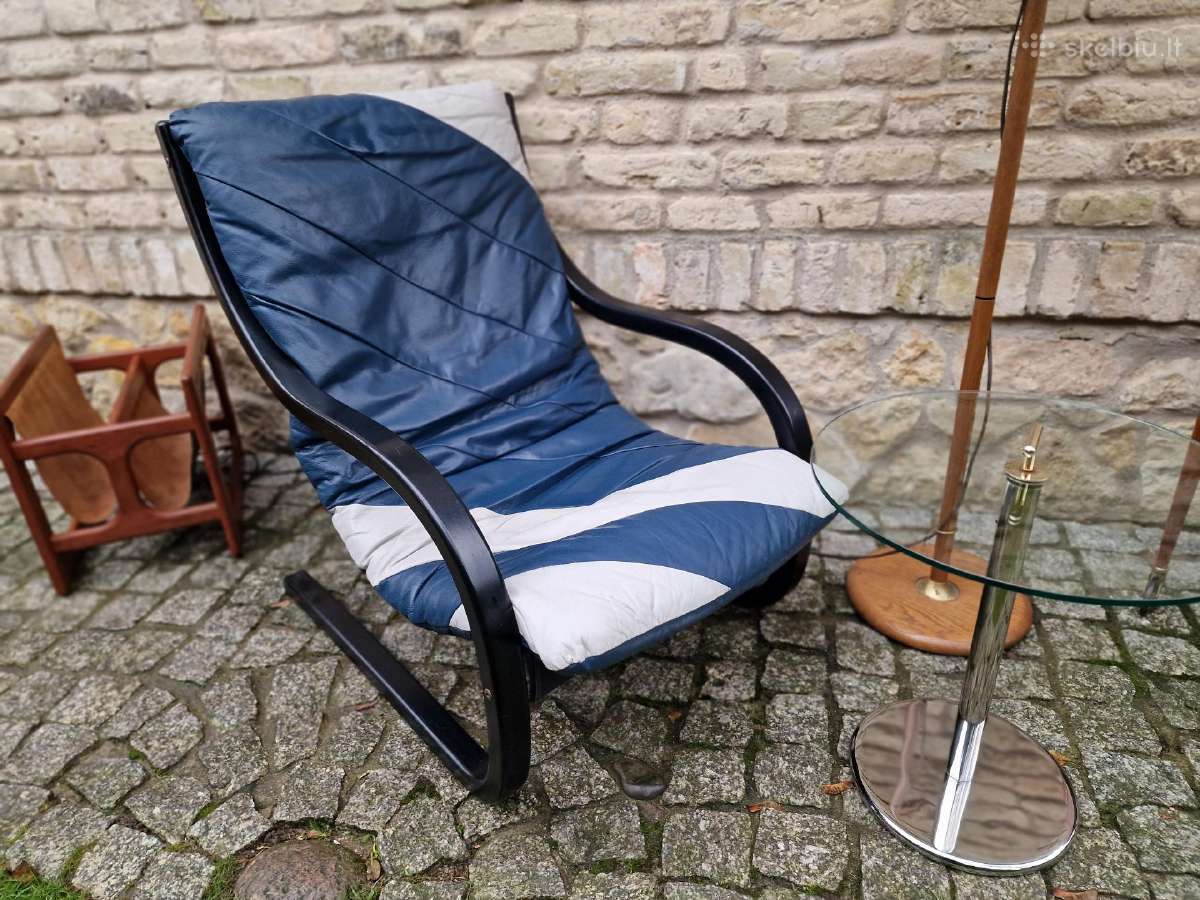 Vintažinis mid century odinis fotelis/šezlongas - nuotraukos Nr. 20