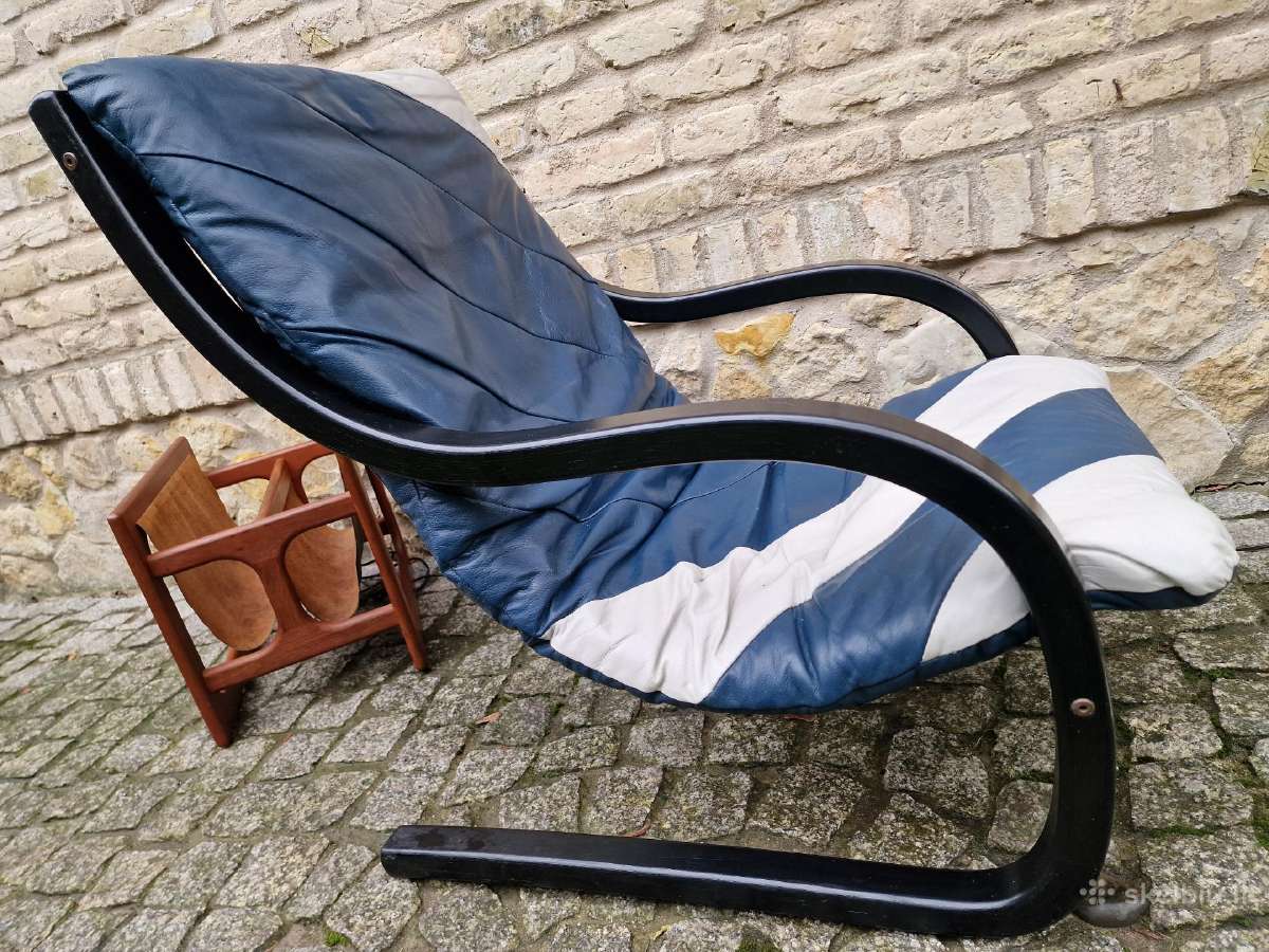 Vintažinis mid century odinis fotelis/šezlongas - nuotraukos Nr. 21
