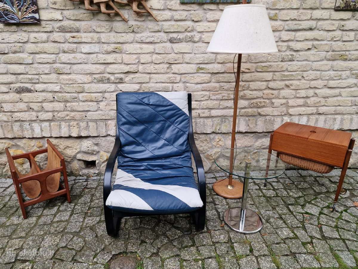 Vintažinis mid century odinis fotelis/šezlongas - nuotraukos Nr. 24