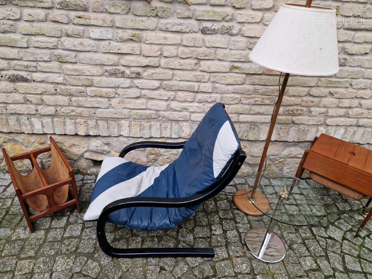 Vintažinis mid century odinis fotelis/šezlongas - nuotraukos Nr. 26